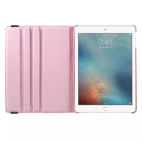 Bloemen draaibaar hoesje geschikt voor iPad 2017 2018 - Roze