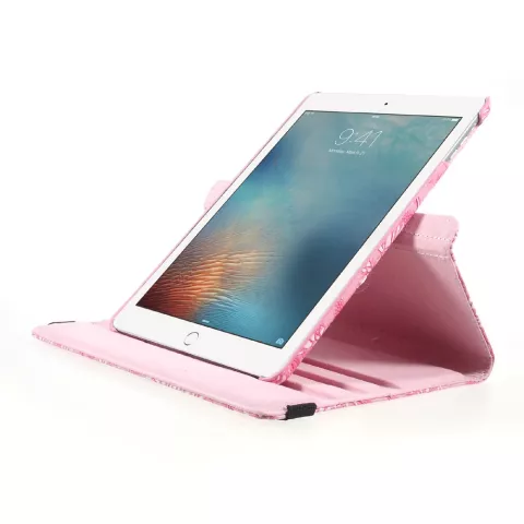 Bloemen draaibaar hoesje geschikt voor iPad 2017 2018 - Roze