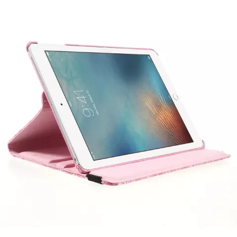 Bloemen draaibaar hoesje geschikt voor iPad 2017 2018 - Roze