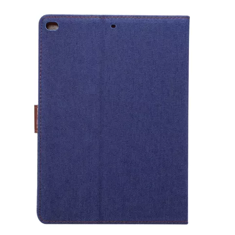 Denim leer case hoes iPad 2017 2018 - Blauw Bruin