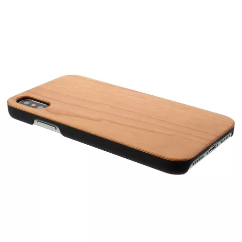 Kersenhout hoesje iPhone X XS hardcase - bruin