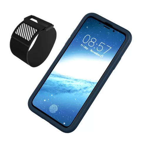 Sportband Hardloopband hoes silicone case voor iPhone X XS - Zwarte armband