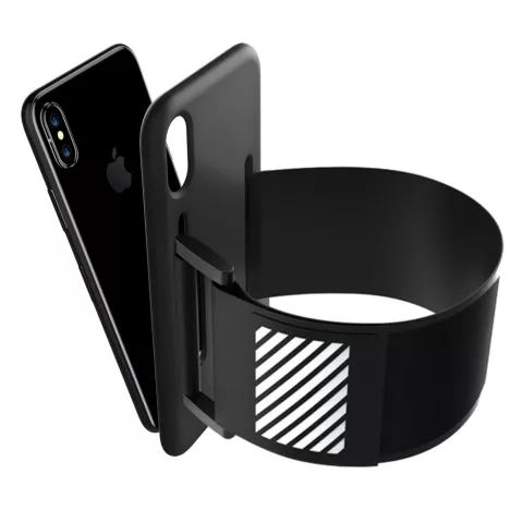 Sportband Hardloopband hoes silicone case voor iPhone X XS - Zwarte armband