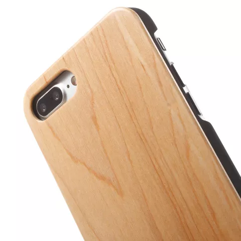 Licht houten hoesje wood case iPhone 7 Plus 8 Plus - Lichtbruin