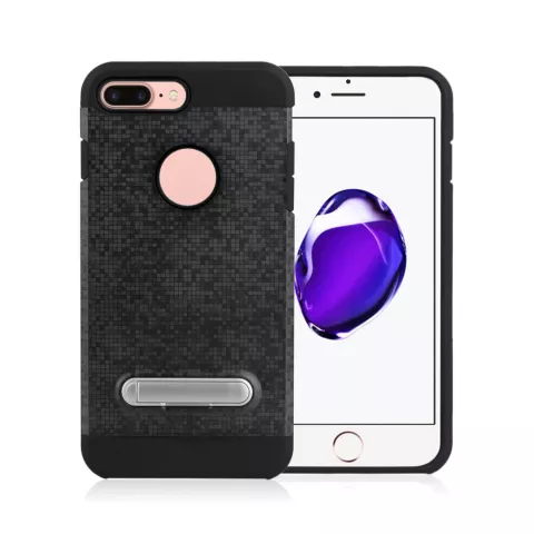 Moza&iuml;ek hoesje standaard TPU kunststof hybride case iPhone 7 Plus 8 Plus - Zwart