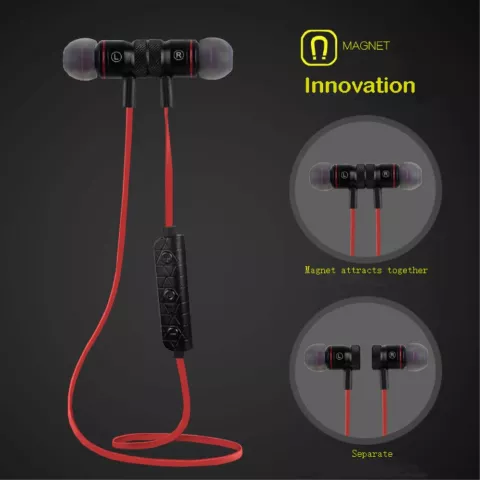 BH-M9 In-Ear handsfree draadloze Bluetooth 4.1 Sport oordopjes mic - Zwart Rood