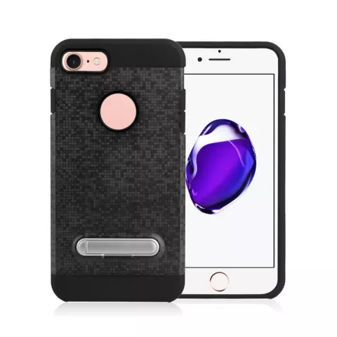Moza&iuml;ek hoesje standaard TPU kunststof hybride case iPhone 7 8 - Zwart