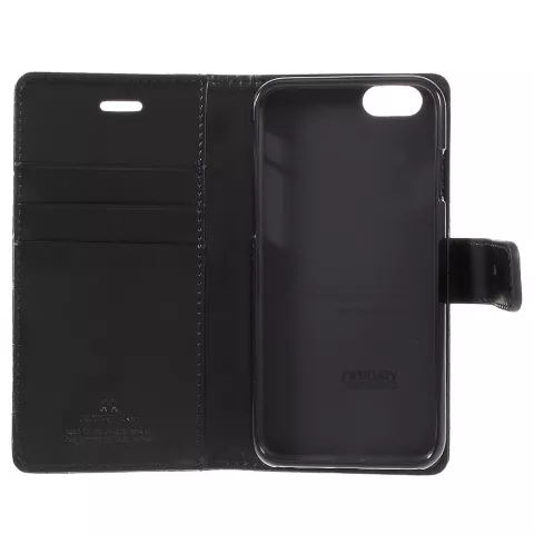 Mercury Blue Moon Bookcase wallet geschikt voor iPhone 6 6s Hoesje - Zwart Lederen