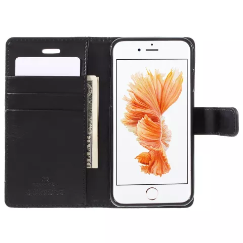 Mercury Blue Moon Bookcase wallet iPhone 6 6s Hoesje - Zwart Lederen