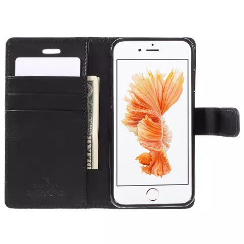 Mercury Blue Moon Bookcase wallet geschikt voor iPhone 6 6s Hoesje - Zwart Lederen