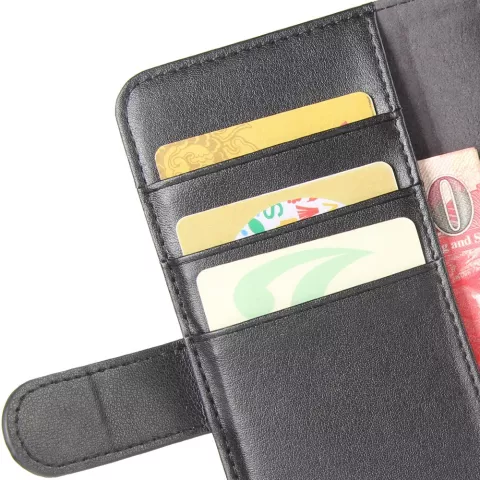 Echt leer wallet pasjes hoesje iPhone X XS - Zwart