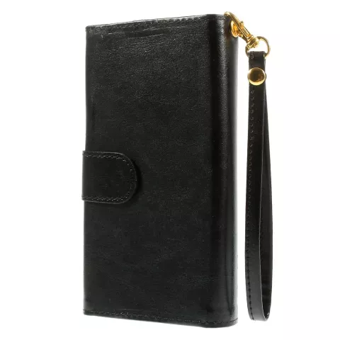 Universele wallet pasjes hoesje lederen bookcase - Zwart