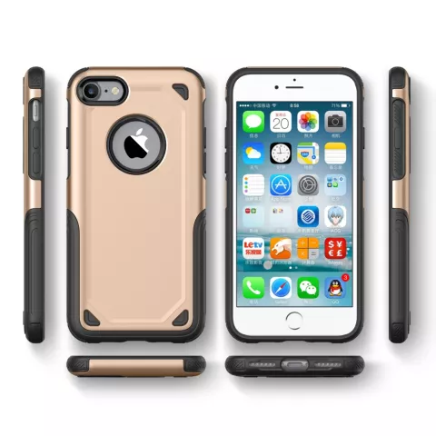 Shockproof hoesje Pro Armor iPhone 7 8 SE 2020 SE 2022 - Protection Case Goud - Extra Bescherming