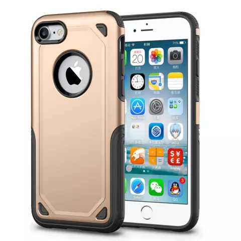 Shockproof hoesje Pro Armor iPhone 7 8 SE 2020 SE 2022 - Protection Case Goud - Extra Bescherming