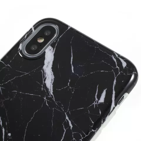 Marmer hoesje TPU marble case iPhone X XS - Zwart