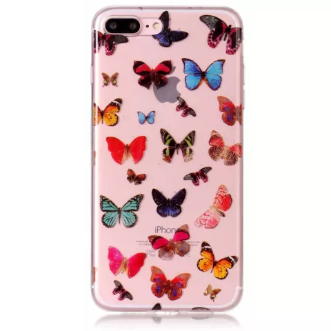 Vlinders TPU hoesje transparant case iPhone 7 Plus 8 Plus - Kleurrijk