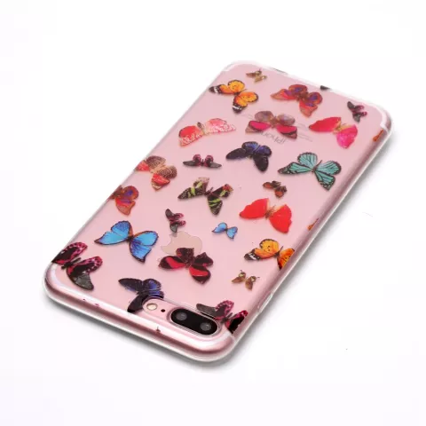 Vlinders TPU hoesje transparant case iPhone 7 Plus 8 Plus - Kleurrijk