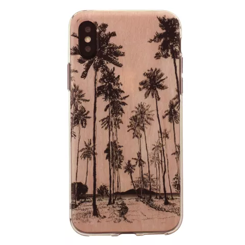 Tinystories geillustreerde palmbomen hoesje iPhone X XS - Roze Palm Case