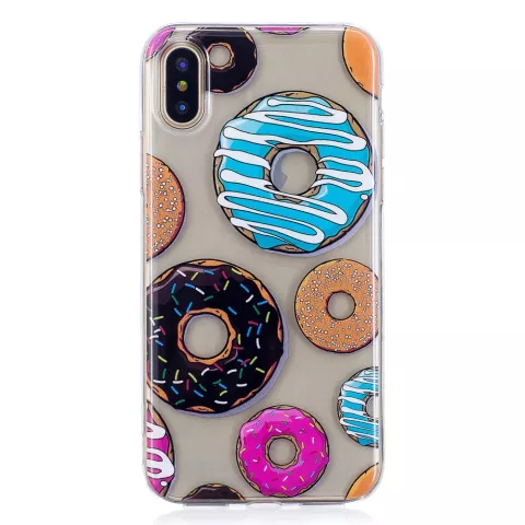 Donut hoesje gebak TPU case iPhone X XS - Kleurrijk Transparant