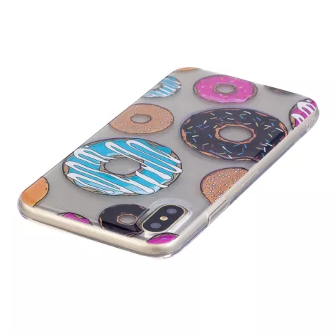 Donut hoesje gebak TPU case iPhone X XS - Kleurrijk Transparant