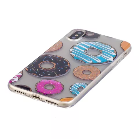 Donut hoesje gebak TPU case iPhone X XS - Kleurrijk Transparant