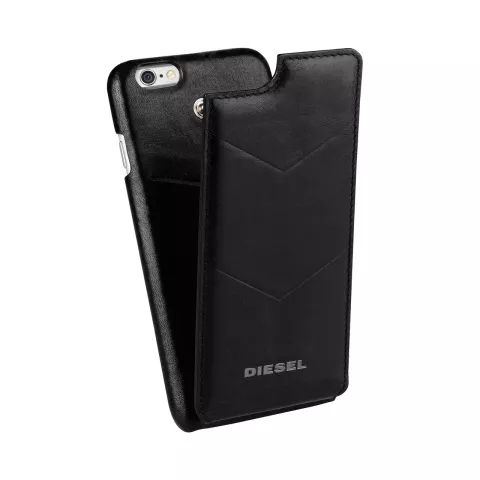 Diesel hoesje lederen flipcase iPhone 6 6s - Zwart