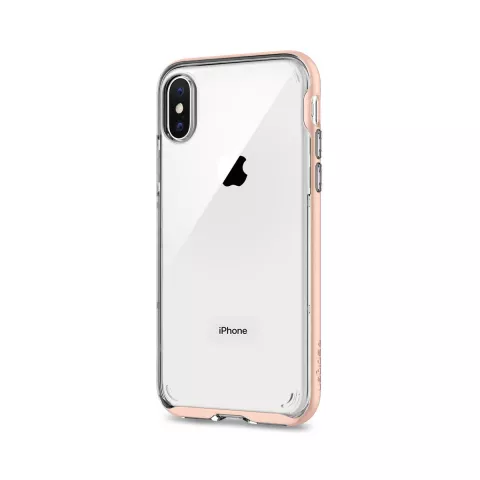 Spigen Neo Hybrid Crystal iPhone X XS hoesje - Ros&eacute; Gold Case