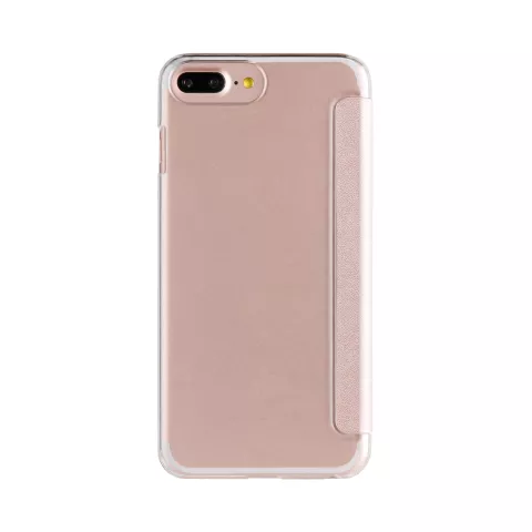 Xqisit Flap Cover Adour iPhone 6 Plus 6s Plus 7 Plus 8 Plus hoesje met flap - Transparant Ros&eacute; Goud