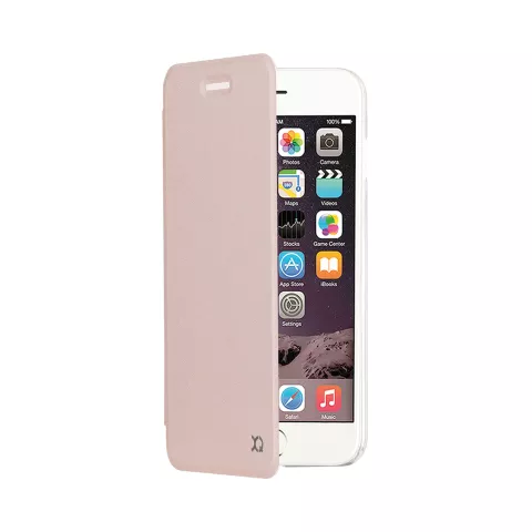 Xqisit Flap Cover Adour iPhone 6 Plus 6s Plus 7 Plus 8 Plus hoesje met flap - Transparant Ros&eacute; Goud