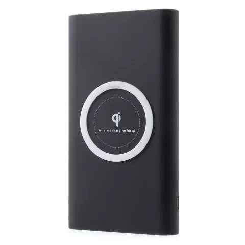 Universele powerbank en Qi draadloze oplaad pad 10.000 mAh - Zwart