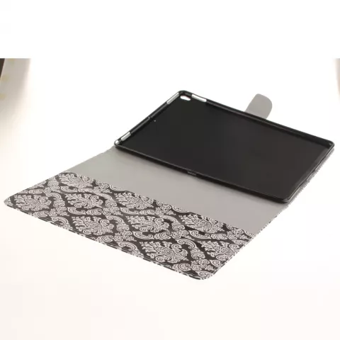 Damascus print iPad Air 3 (2019) &amp; iPad Pro 10.5 inch (2017) Lederen case en cover - Zwart Wit