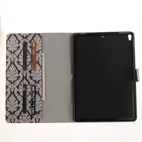 Damascus print iPad Air 3 (2019) &amp; iPad Pro 10.5 inch (2017) Lederen case en cover - Zwart Wit