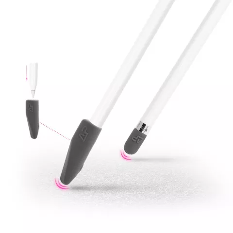 Silicone Antislip Grip voor Apple Pencil 4 delige extra Bescherming - Grijs