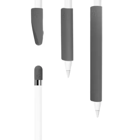 Silicone Antislip Grip voor Apple Pencil 4 delige extra Bescherming - Grijs