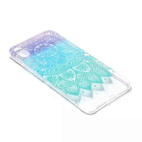 Doorzichtig Mandala TPU Hoesje iPhone XR - Paars Turquoise