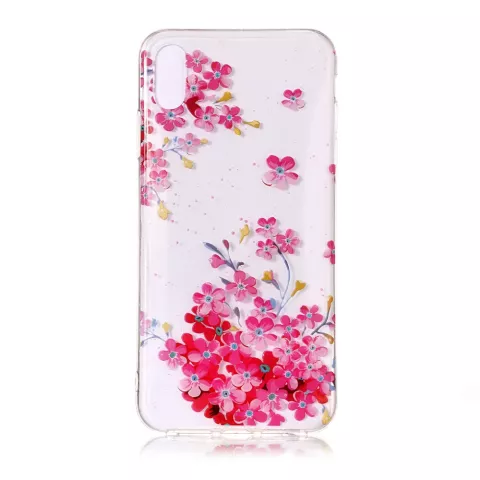 Kleurrijk Transparant Bloemen Hoesje TPU geschikt voor iPhone XR - Roze