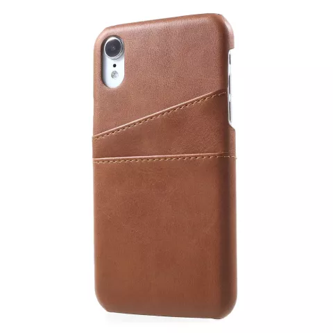 Duo Cardslot Wallet Pasjes Hoes iPhone XR - Bruin