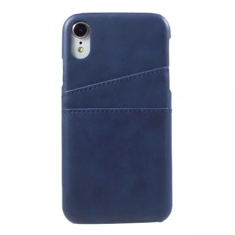 Duo Cardslot Wallet Pasjes Hoes Leer iPhone XR - Blauw