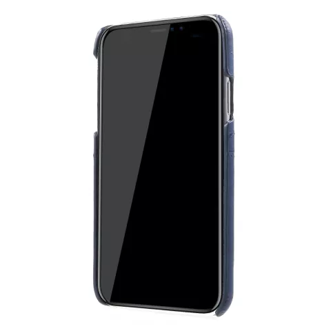 Duo Cardslot Wallet Pasjes Hoes Leer iPhone XR - Blauw