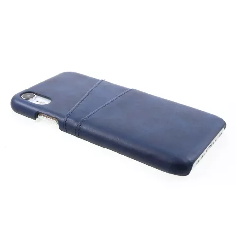 Duo Cardslot Wallet Pasjes Hoes Leer iPhone XR - Blauw