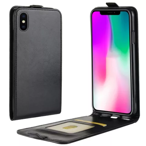 Crazy Horse Leren Flipcase Pasjeshouder iPhone XR - Zwart