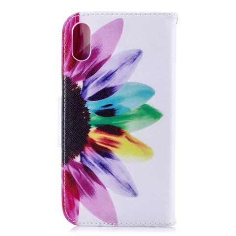 Bookcase Portemonnee Bloemen Hoesje wallet iPhone XR - Wit Roze