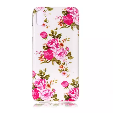 Glow In The Dark TPU Hoesje rozen iPhone XR - Wit Roze