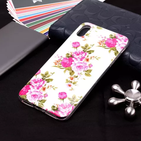 Glow In The Dark TPU Hoesje rozen geschikt voor iPhone XR - Wit Roze