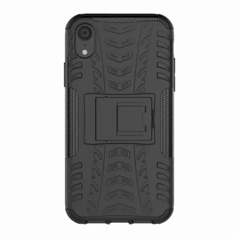 Shockproof Autoband hoesje TPU iPhone XR Case met Standaard - Zwart