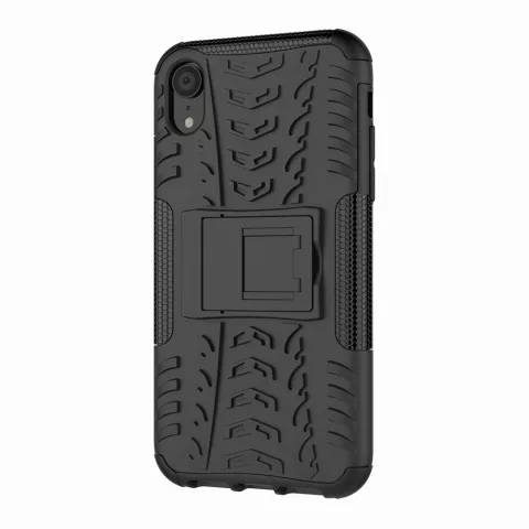 Shockproof Autoband hoesje TPU iPhone XR Case met Standaard - Zwart