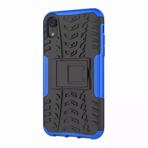 Shockproof Autoband hoesje TPU iPhone XR Case met Standaard - Blauw