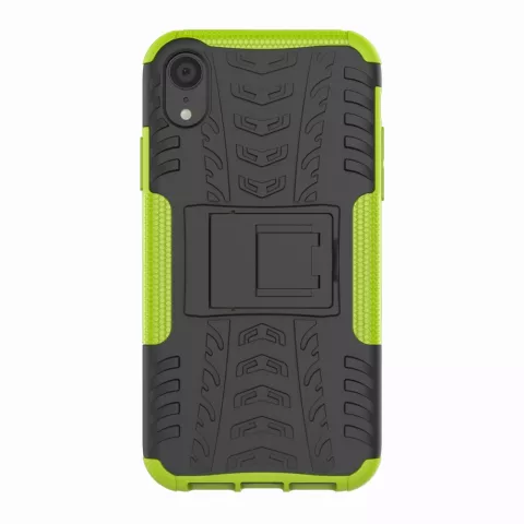 Shockproof Autoband hoesje TPU iPhone XR Case met Standaard - Groen