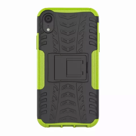 Shockproof Autoband hoesje TPU geschikt voor iPhone XR Case met Standaard - Groen