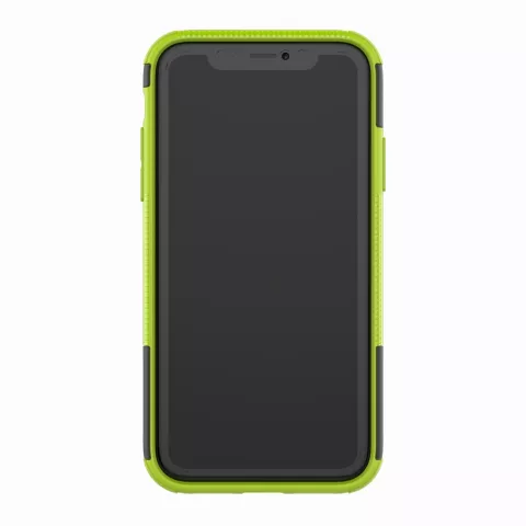 Shockproof Autoband hoesje TPU iPhone XR Case met Standaard - Groen